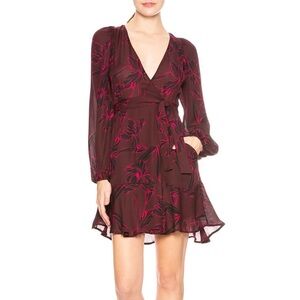 ALC Embry Dress in Bordeaux & Black 100% Silk Sz 4